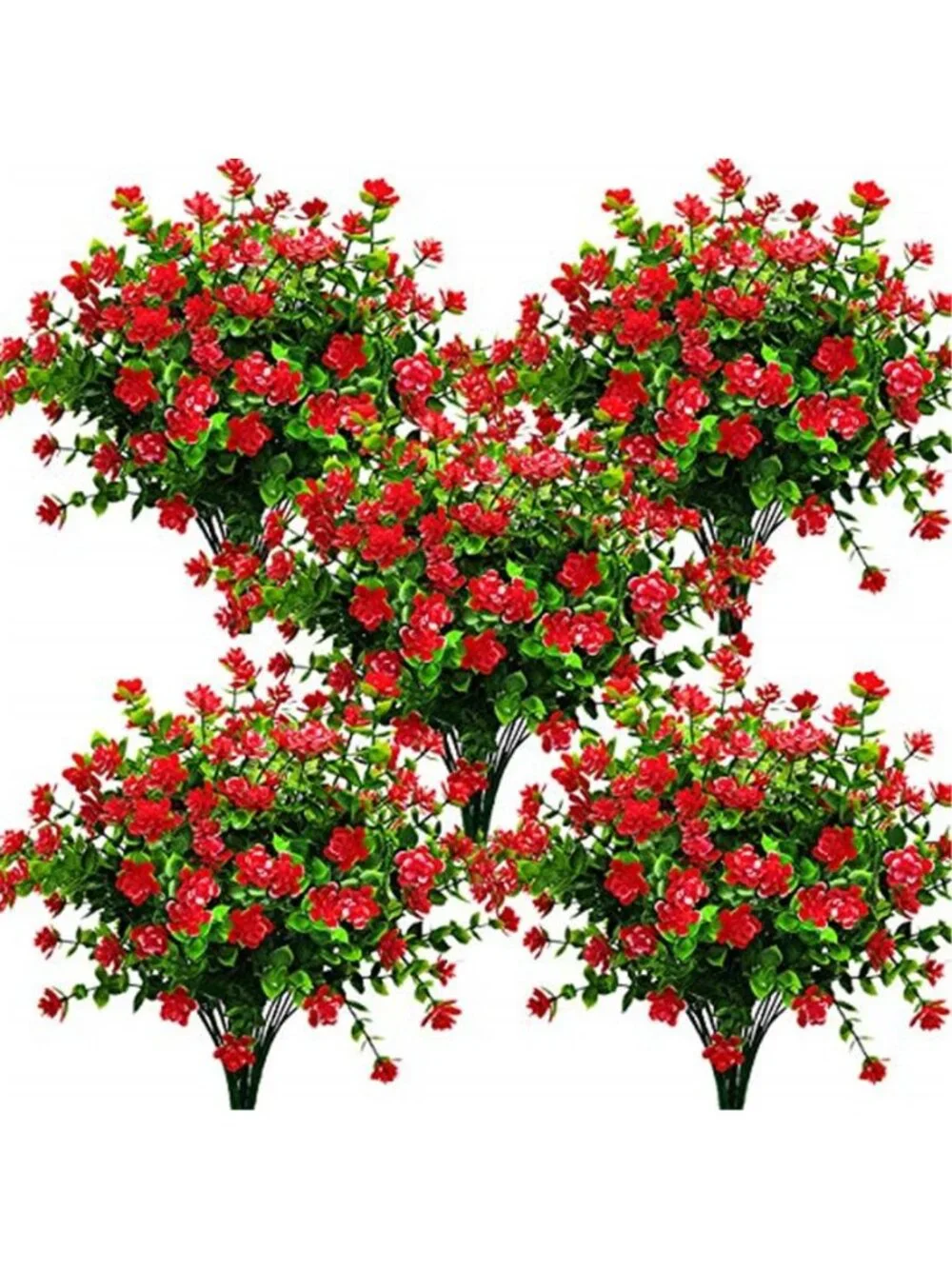 10 Bundle Faux Outdoor Flowers UV Resistant Fake Plastic Plants Red Eucalyptus